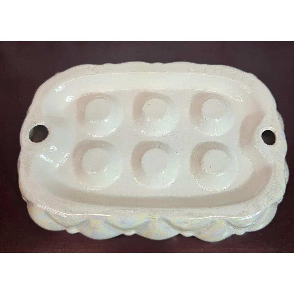 Vintage Opalescent Ceramic 6 Compartment Lipstick Holder